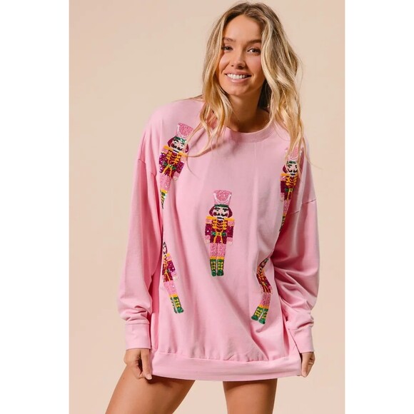 BiBi Sequin Nutcrackers Embroidery Christmas Sweatshirt NWT - Picture 5 of 13